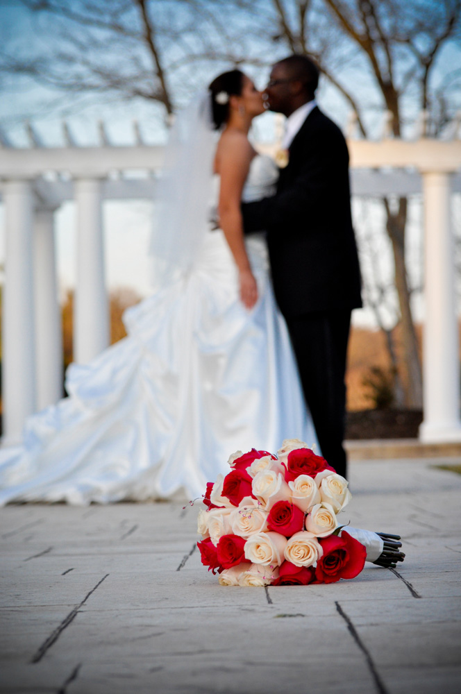 Bride and groom standing