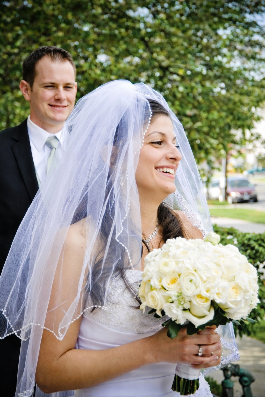 Bride holding bouquet